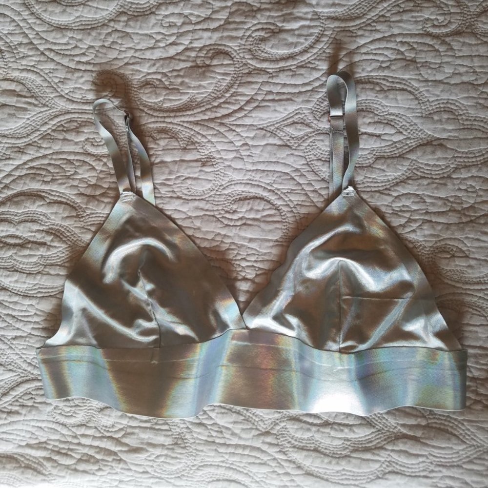 Urban Outfitters iridescent silver Bralette